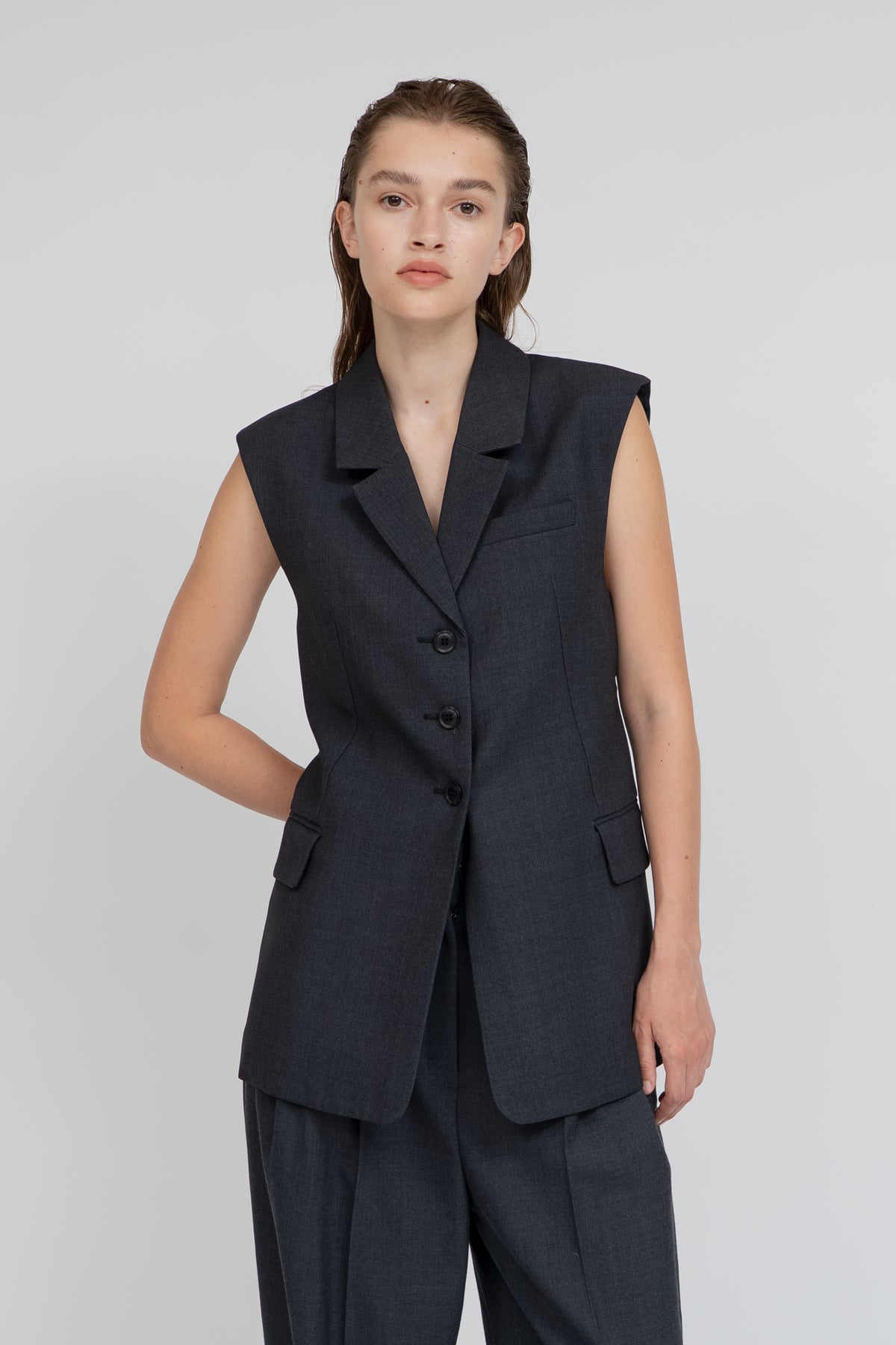 お値下げ　INSCRIRE Wool Short Vest-GRAY 完売 aalto-college-knit_d3ddbcc8-