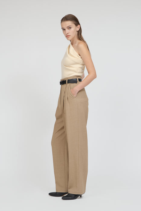 Wool Brend Tuck Trousers_Middle Beige
