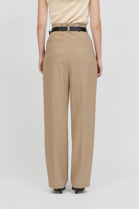 Wool Brend Tuck Trousers_Middle Beige