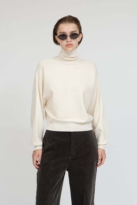 Wool Silk Turtle Knit_Off White