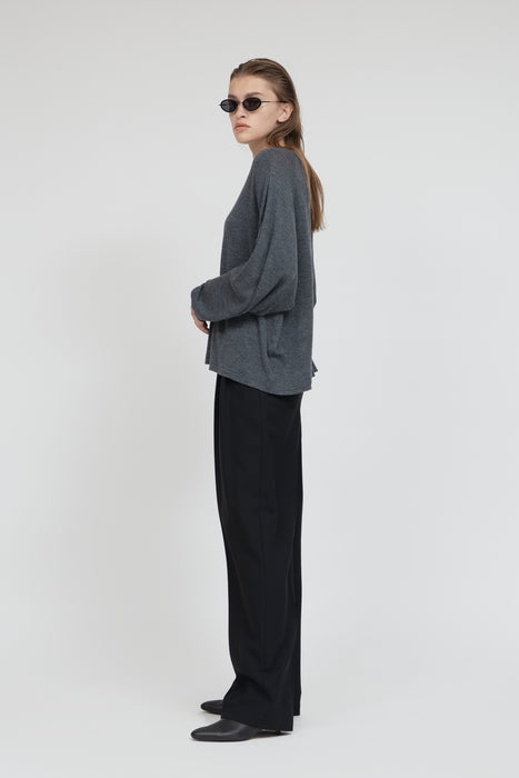 Wool Long Sleeve Tee_Middle Gray