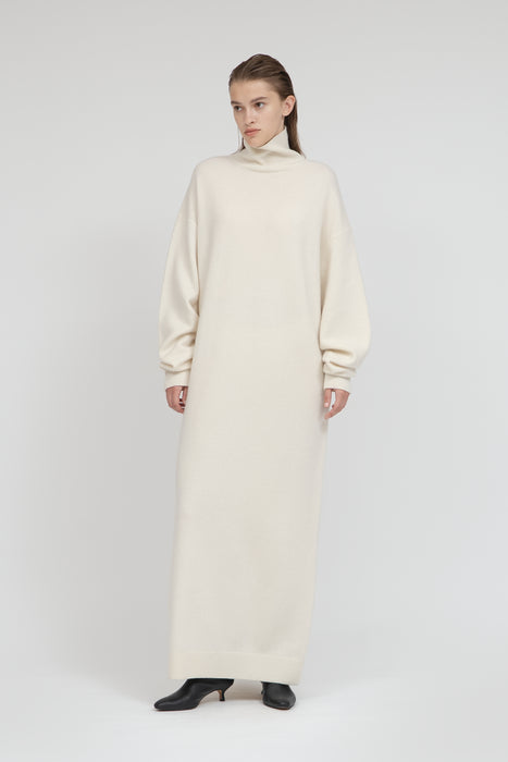 Tasmania Lam Turtle Knit Dress_Ivory