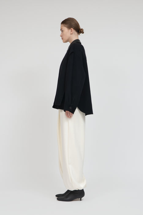 Double Cross Wool Shirt Jacket_Black