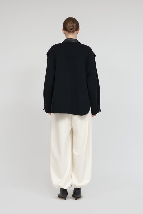 Double Cross Wool Shirt Jacket_Black