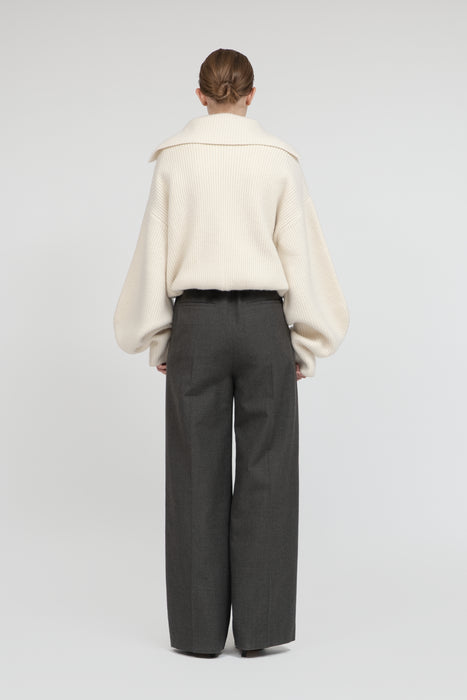 Tasmania Lam Zip Jacket_Ivory