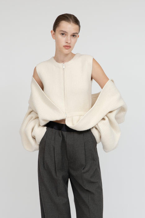 Tasmania Lam Zip Jacket_Ivory