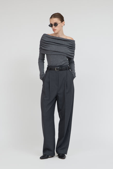 Wool Brend Tuck Trousers_Middle Beige