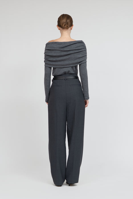 Wool Brend Tuck Trousers_Middle Gray