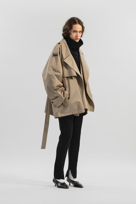 Chambray Trench Over Coat_Beige