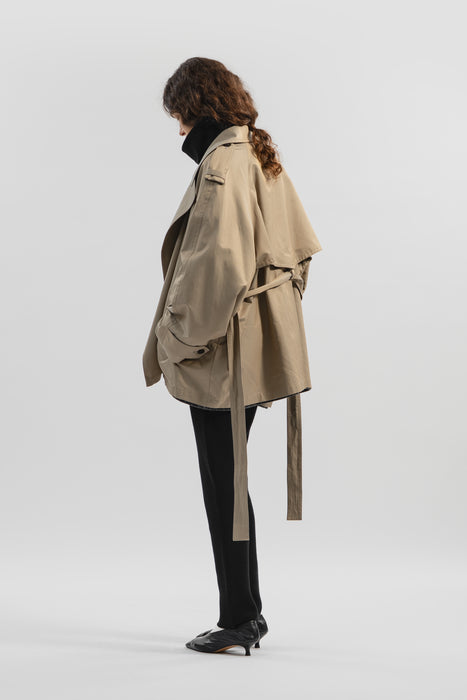Chambray Trench Over Coat_Beige