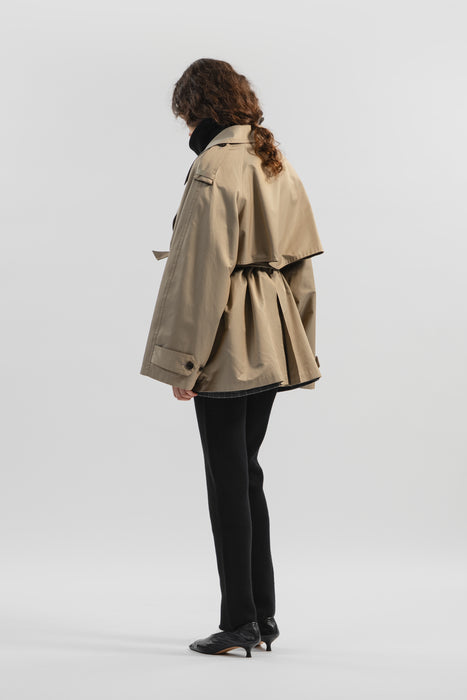 Chambray Trench Over Coat_Beige