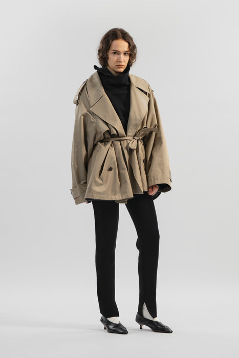 Chambray Trench Over Coat_Beige