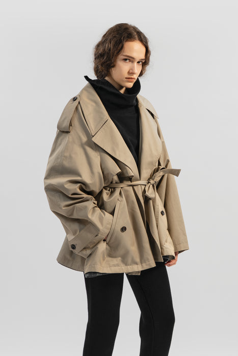 Chambray Trench Over Coat_Beige