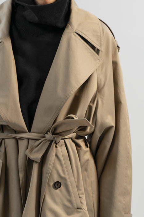 Chambray Trench Over Coat_Beige