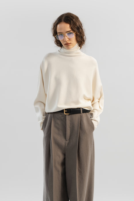 ＊Wool Silk Turtleneck Knit_Mocha