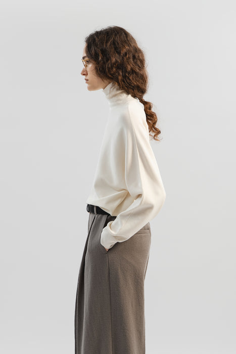 ＊Wool Silk Turtleneck Knit_Mocha