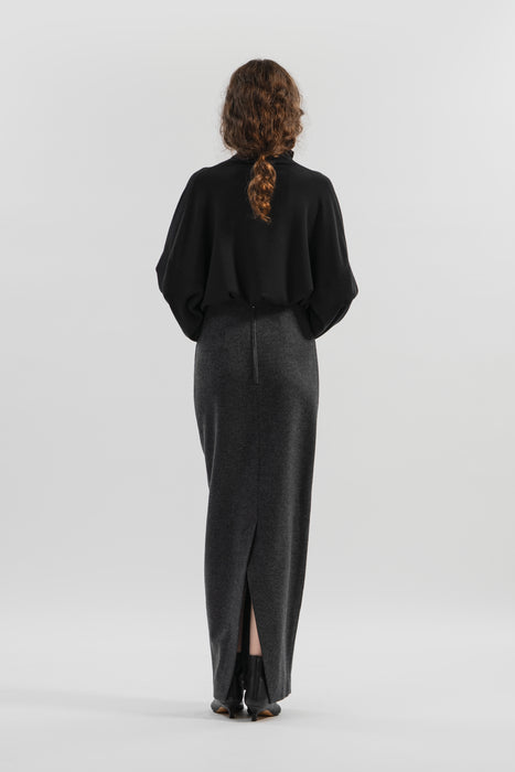 Wool Jersey Pencil Skirt_Charcoal Gray
