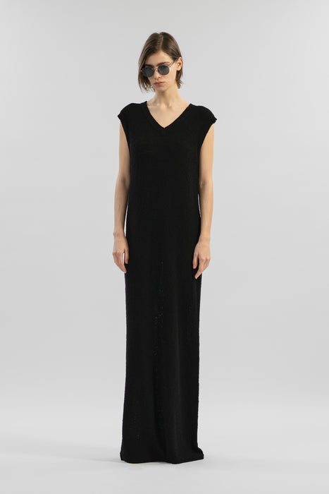 Fine merino Wool Knit Dress_Black
