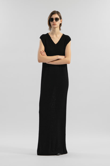 Fine merino Wool Knit Dress_Black