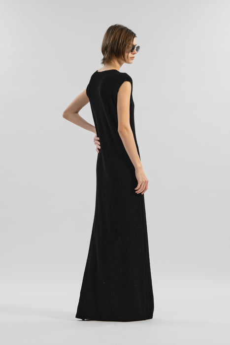 Fine merino Wool Knit Dress_Black