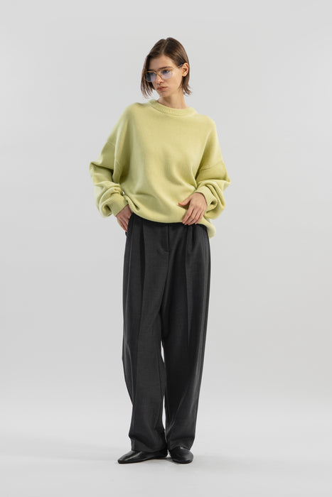36 Wool Blend Tuck Trousers_Black