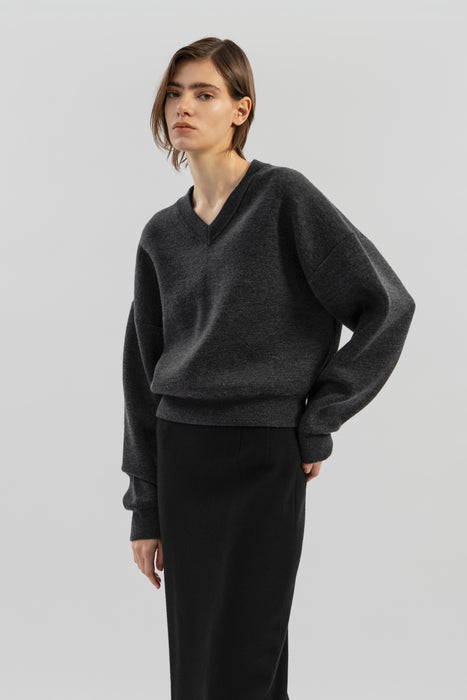 Double Face V Knit_Middle Gray