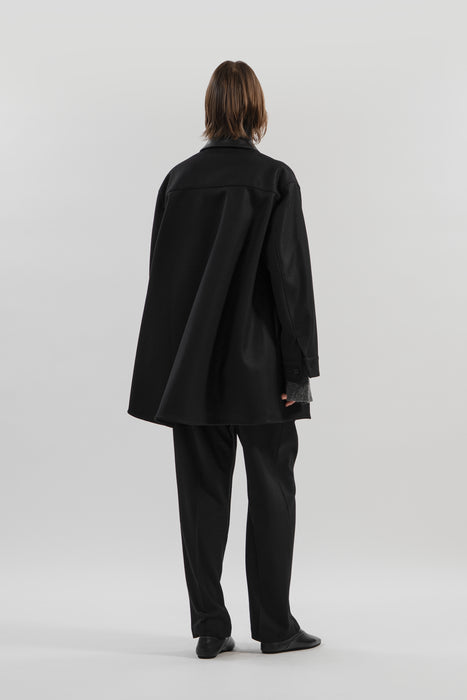 Light Wool Shirt Coat_Walnut Black