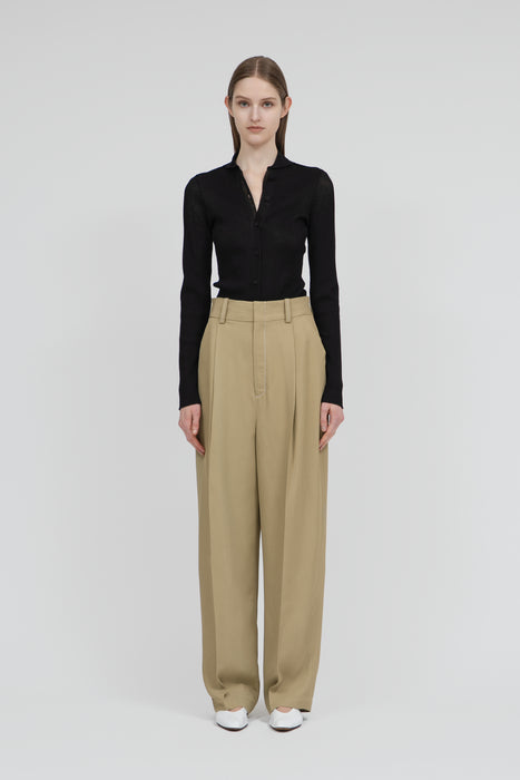Acetate Polyester Trousers_White