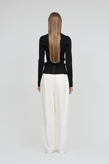 Rib Knit Cardigan_Black