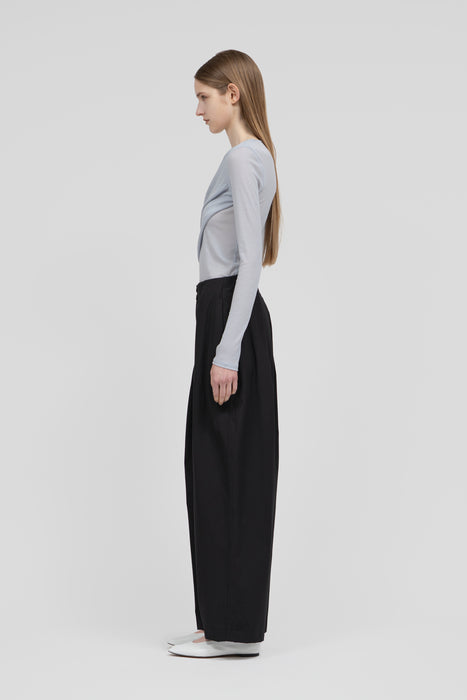 Organic Cotton Tuck Trouser_Black