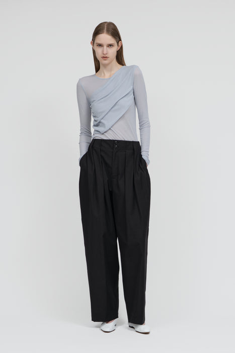 Organic Cotton Tuck Trouser_Black