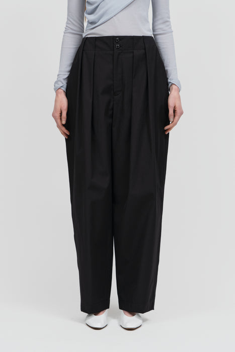 Organic Cotton Tuck Trouser_Black