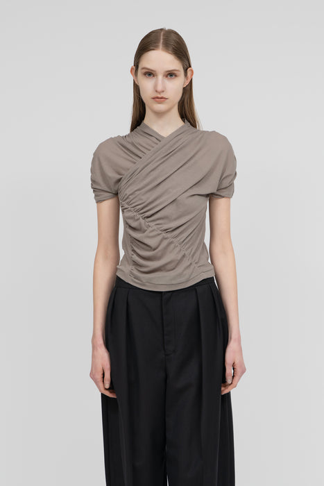 Skin Touch Shirring Tops_Pearl Gray