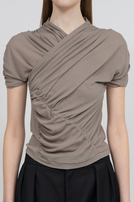 Skin Touch Shirring Tops_Pearl Gray