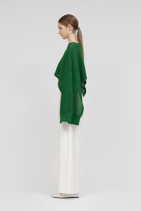 Cotton Knit Poncho_Green