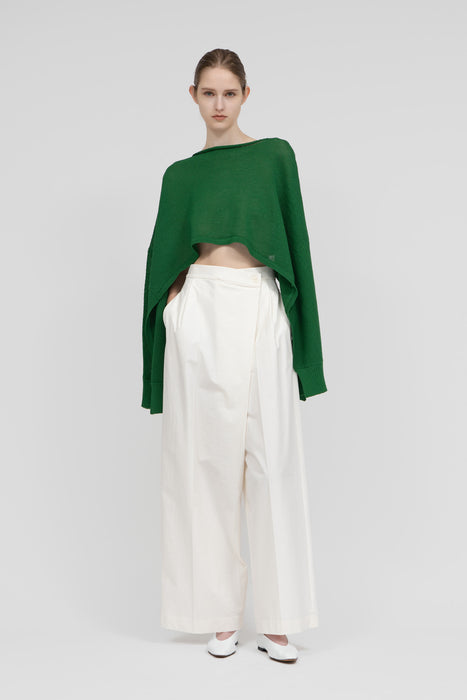 Cotton Knit Poncho_Green