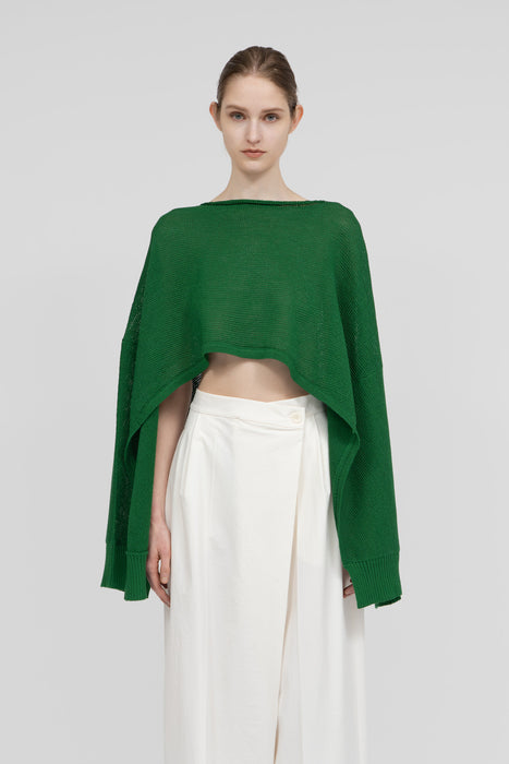 Cotton Knit Poncho_Green