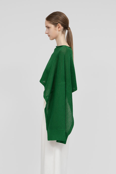 Cotton Knit Poncho_Green