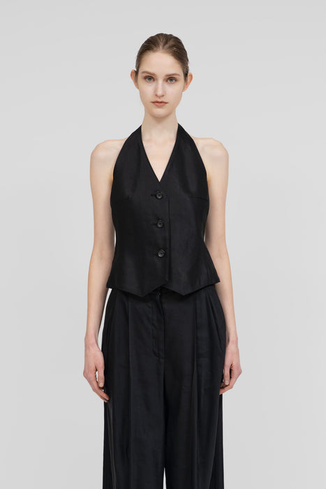 Linen Gilet_Black