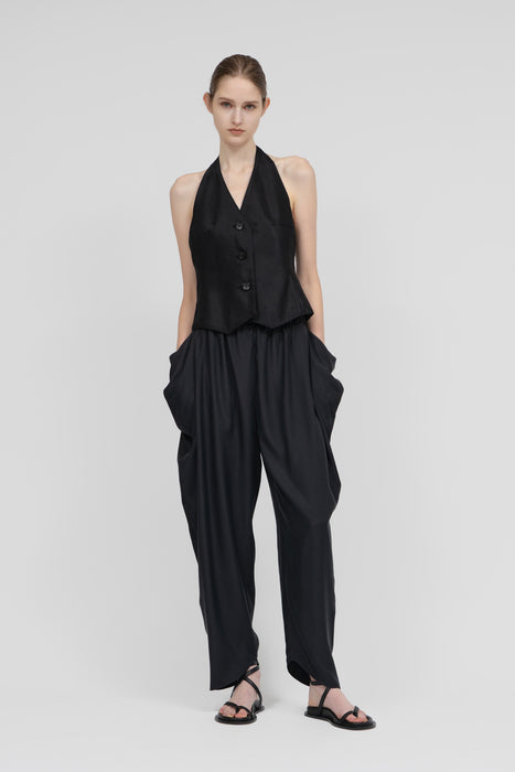 Chambray Drape Pants_Black