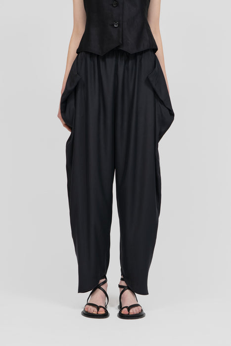 Chambray Drape Pants_Black