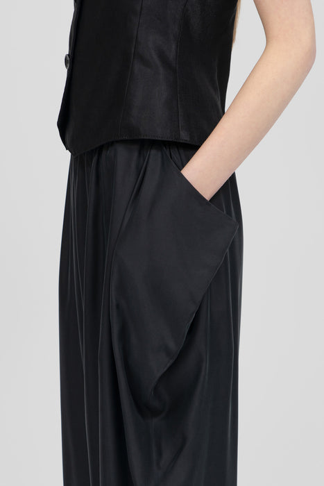 Chambray Drape Pants_Black