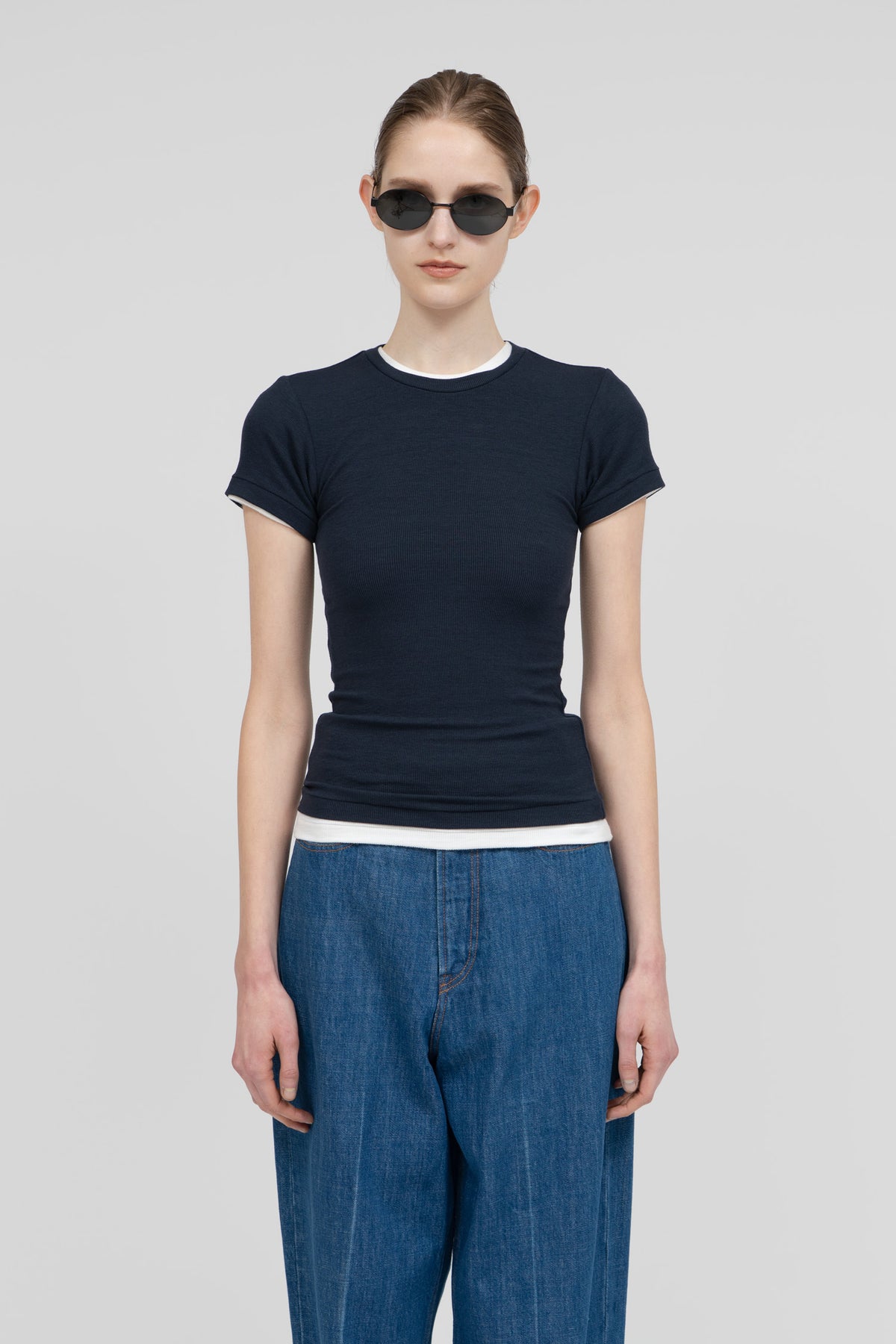 トップス IIROT Rib Short Sleeve TS_White size1 Rib Short Sleeve TS_Navy– IIROT