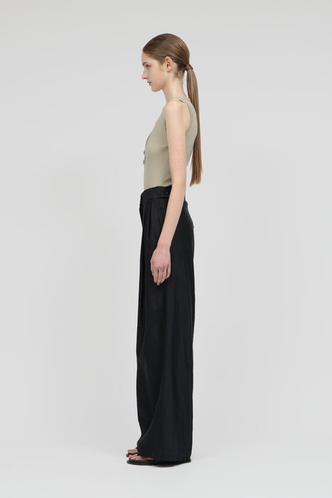 Linen Wide Trousers_Black