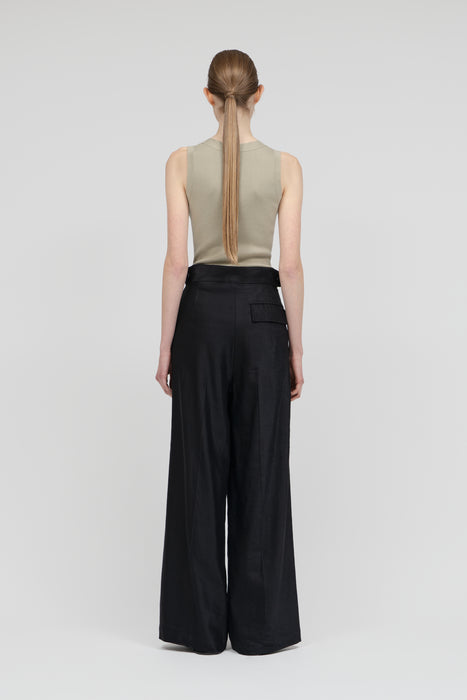 Linen Wide Trousers_Black
