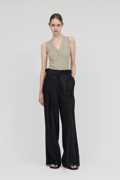 Linen Wide Trouser_Sand Beige