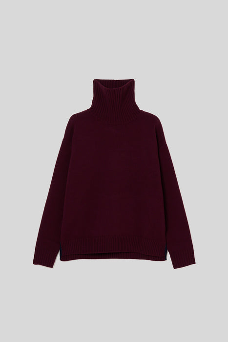 Tasmania Lam Turtle Knit_Burgundy