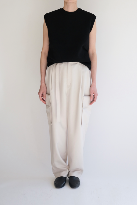 Wool like band trouser_Beige