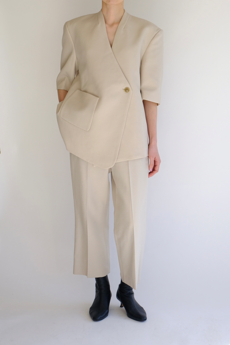 Middle Sleeve Wool Jacket_Beige