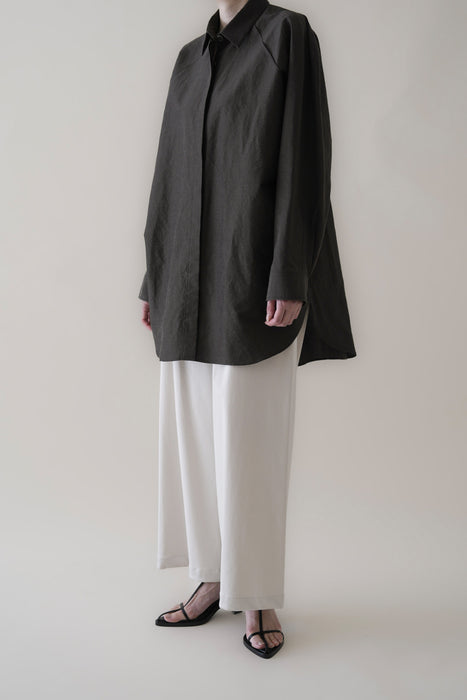 Oversized Linen Shirt_Khaki